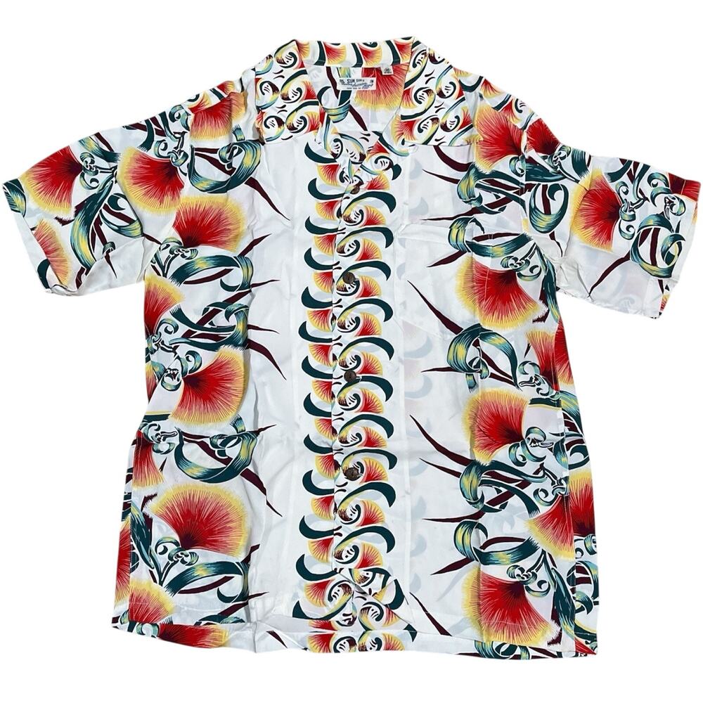 Sun Surf Vibrant Floral Reproduction Aloha Hawaiian Shirt Made in Japan Medium